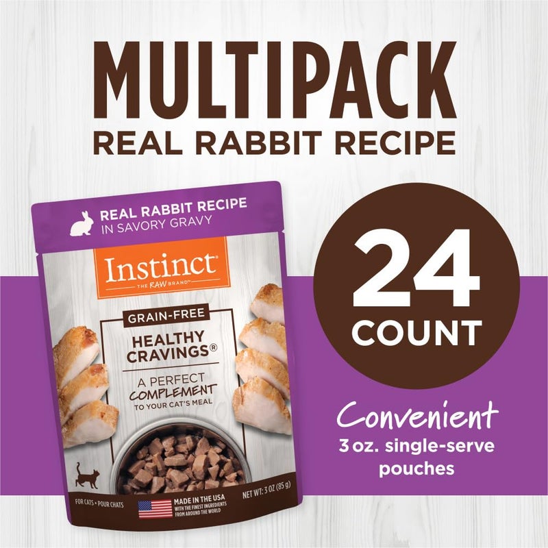 Instinct Healthy Cravings Natural Wet Cat Food Topper, Grain Free Recipe - Real Rabbit, 3 oz. Pouches (Pack of 24) - Image 5